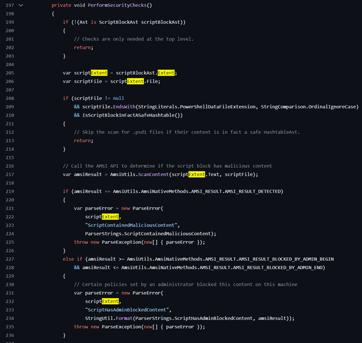 PowerShell sending only the Extent of the ScriptBlock to AMSI