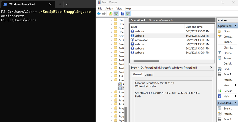 Logs showing spoofed Extent output