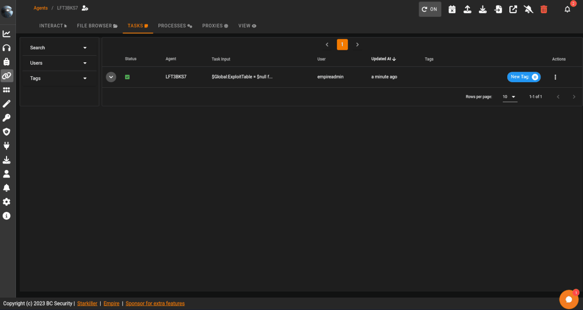 Tagging feature in Starkiller